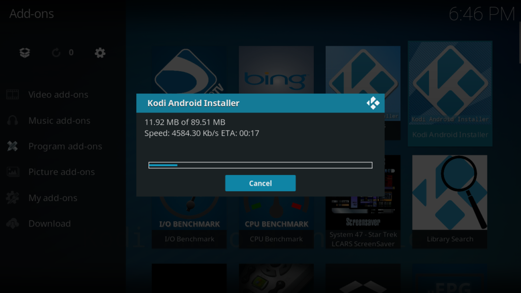 how to update kodi on android