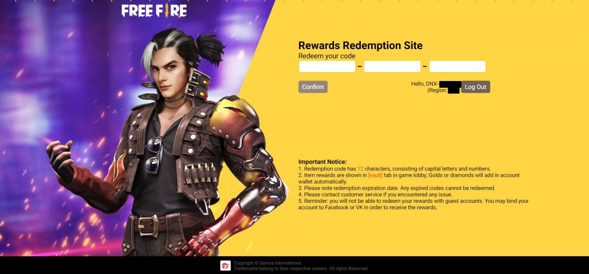 Free Fire Redeem Codes