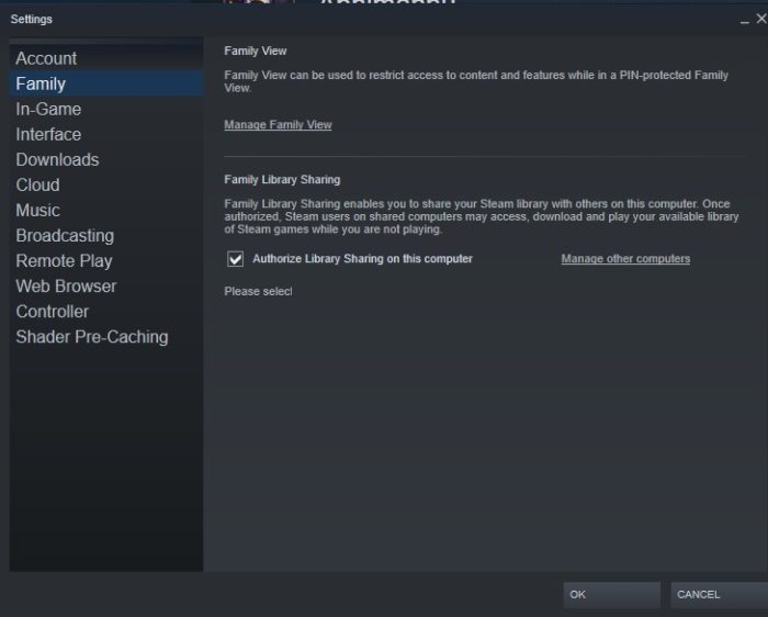 Как включить steam family sharing