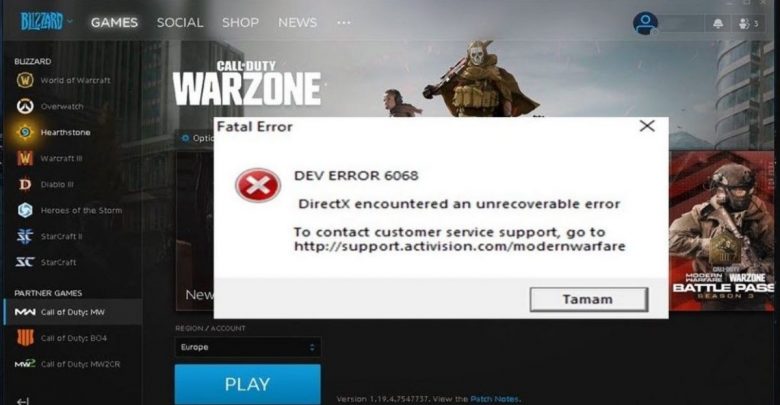 Ошибка dev error 5759 при запуске call of duty warzone