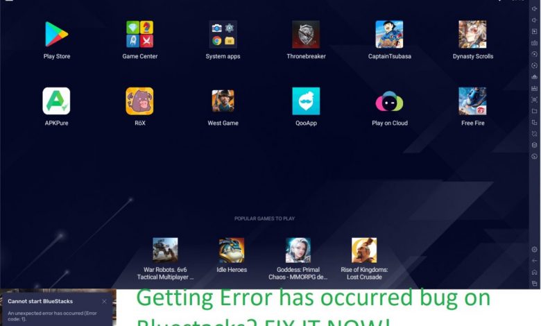 Error has occurred Bluestacks