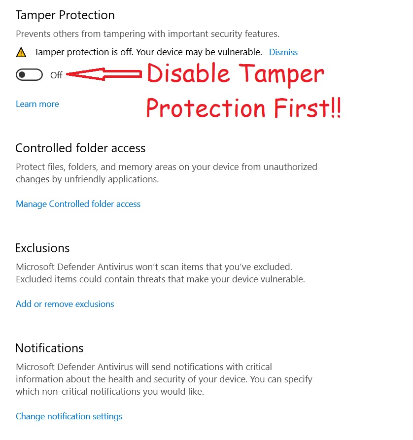 Disable Windows Defender