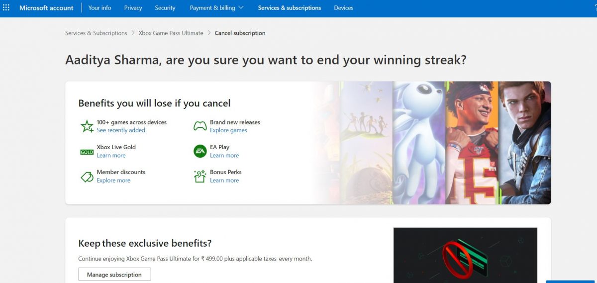 xbox cancel game pass subscription